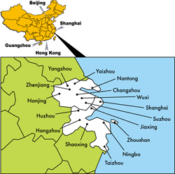 Location map of Shanghai